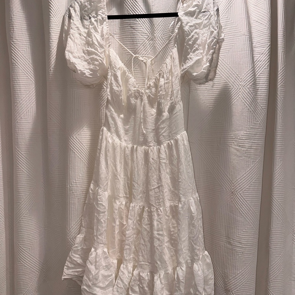 Princess Polly White Ruffle Puff Sleeve short dress
